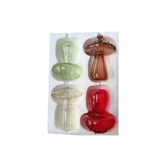 Set van 4 decoratieve glazen vazen 11–12 cm Kleurrijke design vazen in de vorm van een spons voor droogbloemen Tafeldecoratie