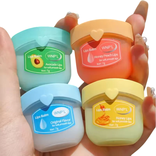 Set van 4 hydraterende lipbalsems 7 g Beschermende verzorging voor droge en gebarsten lippen Regeneratie en voeding natuurlijke cosmetica