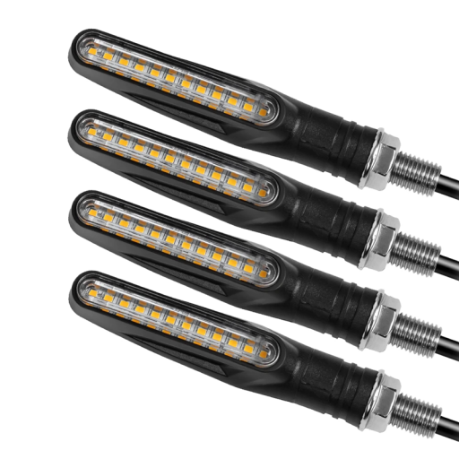 Set van 4 LED-knipperlichten voor motorfietsen 12V Motorfietsknipperlichten met 12 LED-lampjes 8,7 x 1,9 x 2,4 cm Universele montage Motorfietsknipperlichten