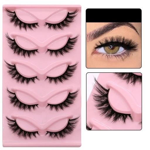 Set van 5 paar nepwimpers Kunstmatige lange wimpers met volledige strip Wimperverlengingsset Natuurlijke lijmwimpers