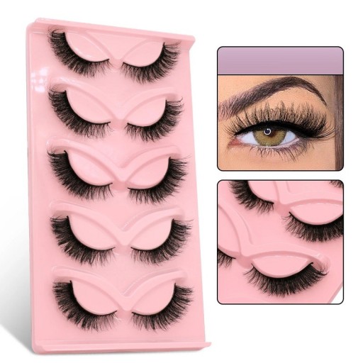 Set van 5 paar nepwimpers Kunstmatige lange wimpers met volledige strip Wimperverlengingsset Natuurlijke lijmwimpers