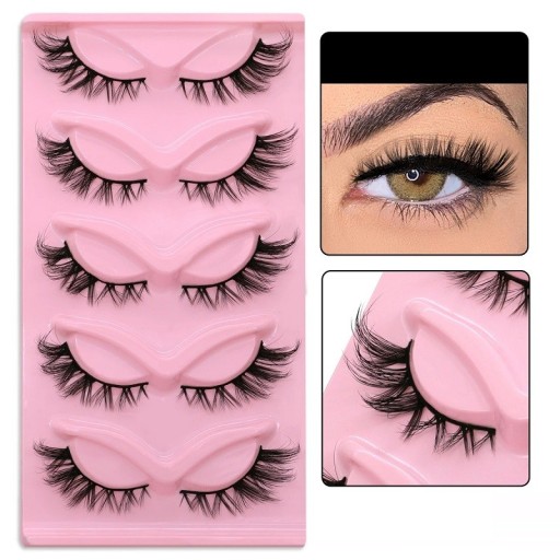 Set van 5 paar nepwimpers Kunstmatige lange wimpers met volledige strip Wimperverlengingsset Natuurlijke lijmwimpers