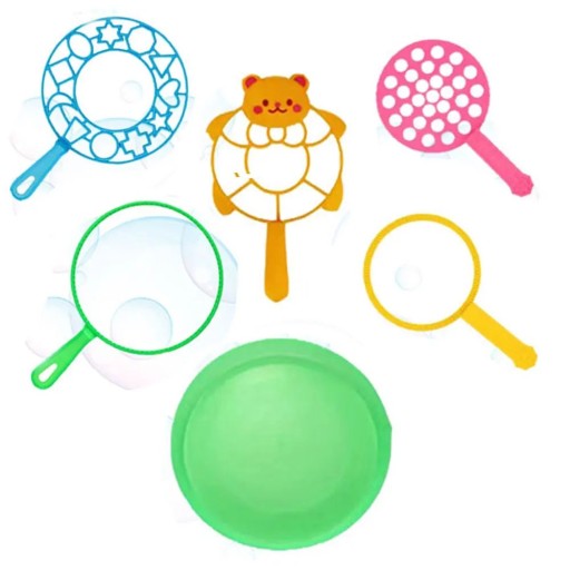 Set van 6 bubble-blowertools van plastic PE Verschillende maten en vormen van gekleurde stokken voor kinderen Creatief materiaal voor buiten bubble-plezier