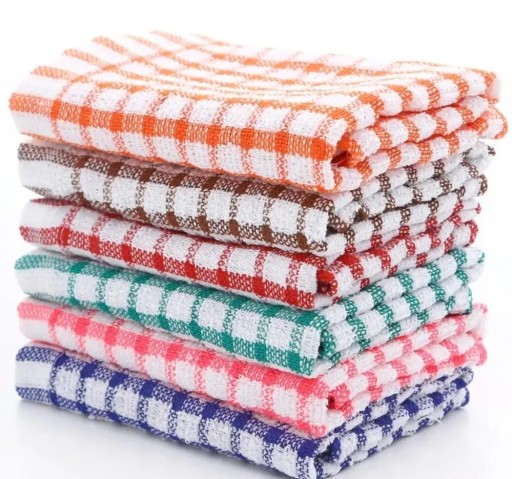 Set van 6 kleurrijke katoenen keukendoeken, absorberende, pluisvrije vaatdoeken, schoonmaakdoeken voor restaurants en huishoudens