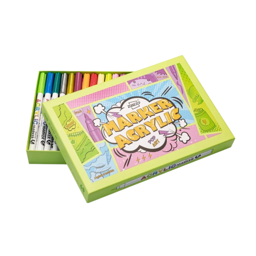 Set van 60 acrylstiften en penselen voor textiel, glas, keramiek, stenen en canvas. Kunstbenodigdheden voor doe-het-zelfdecoratie, handgemaakte wenskaarten en schilderwerk.