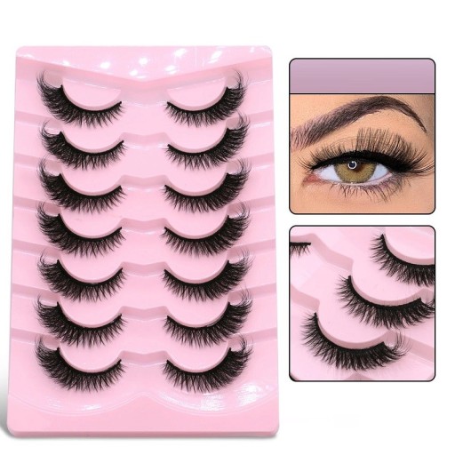 Set van 7 paar nepwimpers Kunstmatige lange wimpers met volledige strip Wimperverlengingsset Natuurlijke lijmwimpers