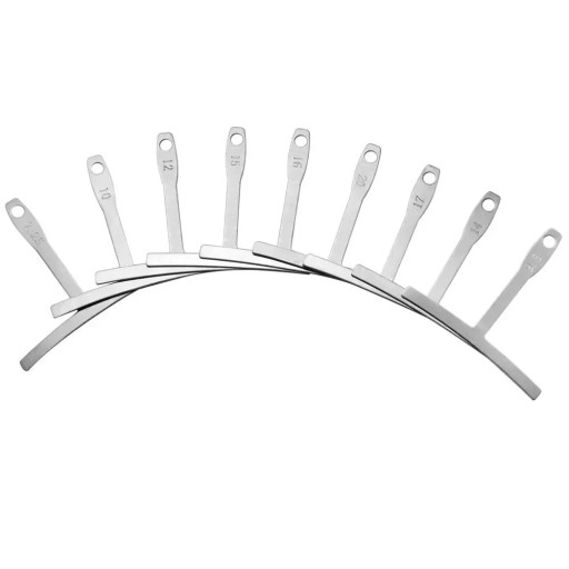Set van 9 bovenste radiusmeetlatten van roestvrij staal Professioneel meetinstrument voor gitaren Instelling van de kromming en hoogte van de snaren