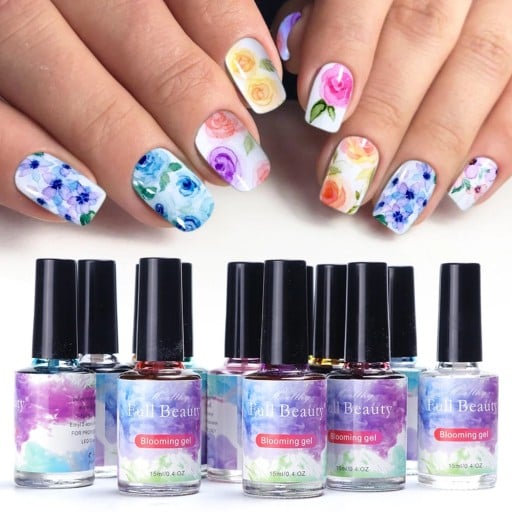 Set van aquarel blooming gels voor nagels 12 stuks van 15 ml voor nail art met bloem- en marmerontwerpen zonder UV-uitharding