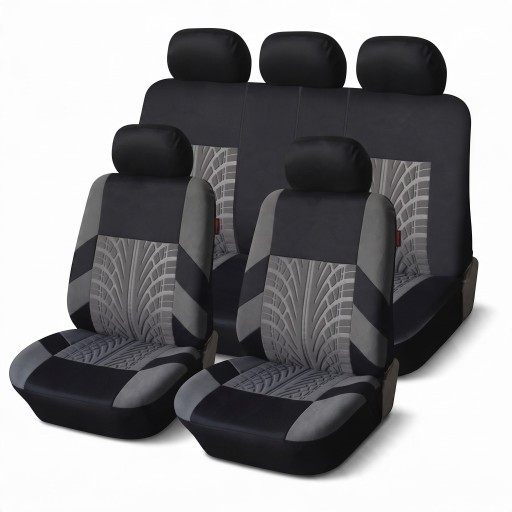 Set van autostoelhoezen voor 5 zitplaatsen 9 stuks Universele hoezen met bandafdruk Polyester Compatibel met airbags in de auto