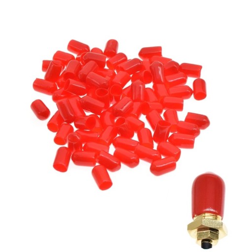 Set van beschermkapjes voor SMA connectors 100 stuks rubber rood ter bescherming tegen stof, vocht en vuil