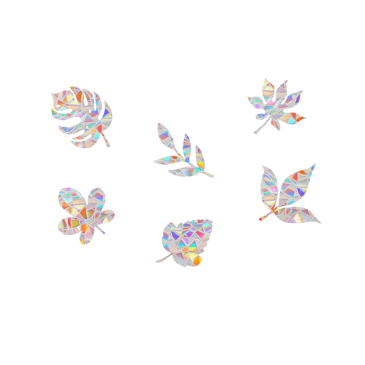 Set van regenboogstickers 29 x 22 cm PVC decoratieve stickers met bladerenmotief Glanzend holografisch effect raamstickers