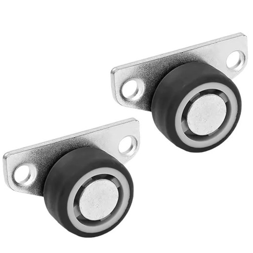 Set van vaste wielen voor meubels 5,3×3,3×2 cm, 2 stuks in set, metalen montageplaat, zwart wiel voor gemakkelijke verplaatsing