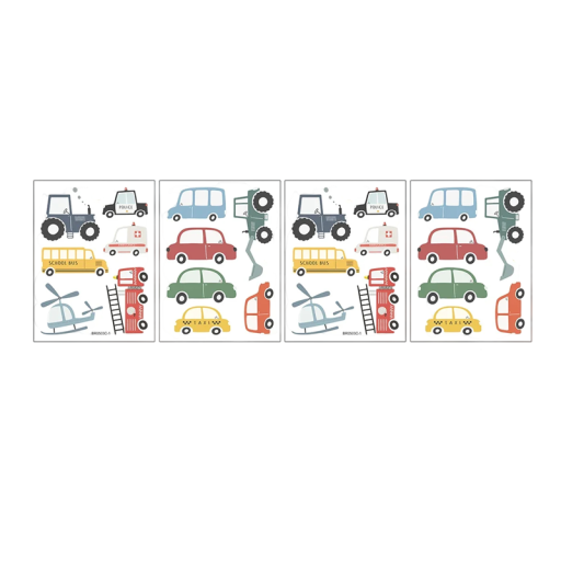 Set wandstickers 4 stuks 22,5 x 30 cm PVC Vervoersmiddelen Kinderdecoratie voor de kamer Auto Vliegtuig Kleurrijke stickers