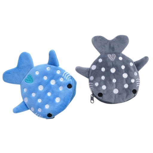 Shark Plush Wallet 13 x 12 cm Cute Cartoon Keychain Data Cable Pouch Zip Pouch PP Material Gift for Children