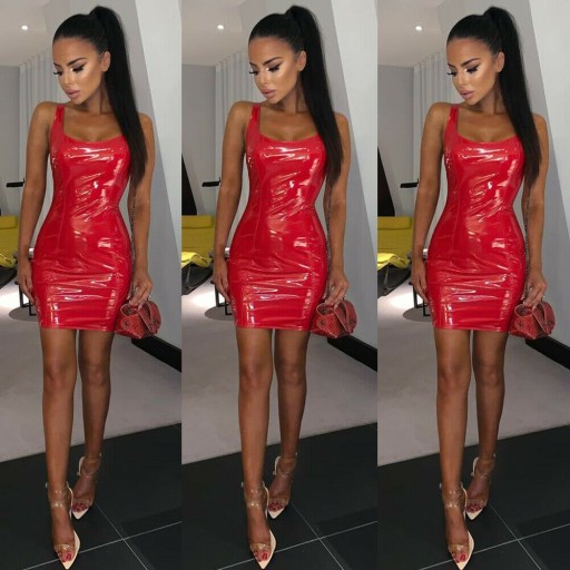 Shiny Mini Dress Made of Faux Leather