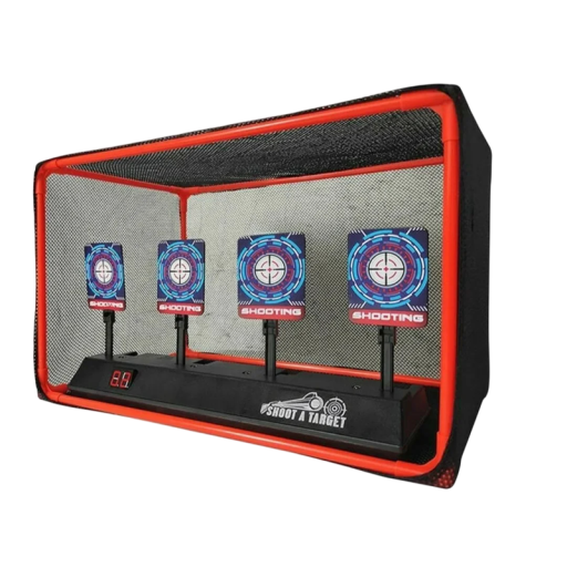 Shooting Box with 4 Targets and Counter 41 x 26.3 x 26.3 cm Electronic Target for Nerf Guns and Foam Darts Light Effects