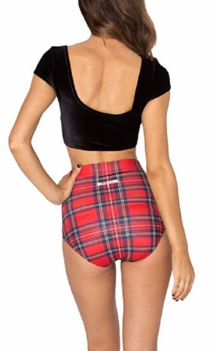 Shorts à carreaux pour femmes avec taille haute