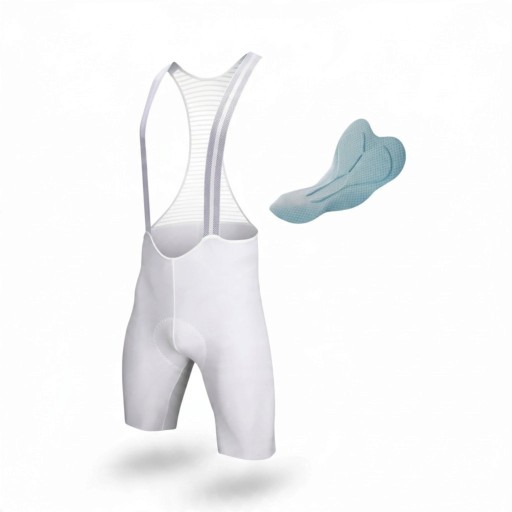 Shorts de cyclisme pour hommes avec bretelles et rembourrage Bretelles en mesh Matériau élastique 80 % polyester et 20 % spandex Blanc
