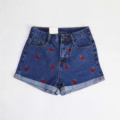 Shorts en jean pour femmes avec coccinelles J1084