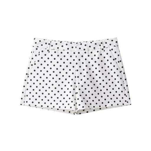 Shorts pour femmes avec motif à pois, poches et passants de ceinture, d'été, décontractés, pour la ville et le port quotidien