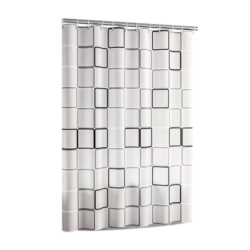 Shower Curtain 180x180 cm Black and White Grid Pattern Waterproof Bathroom Curtain Mould Resistant Ultra Smooth Surface Hooks and Eyelets