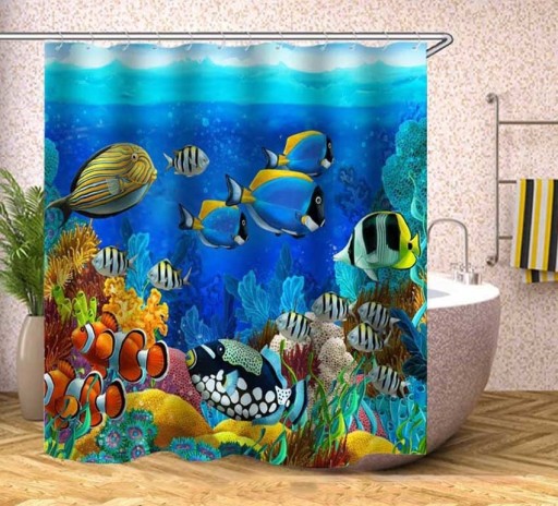 Shower Curtain with Marine Motif