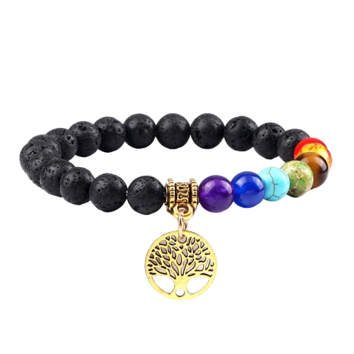 Sieben-Chakra-Armband mit Lavastein