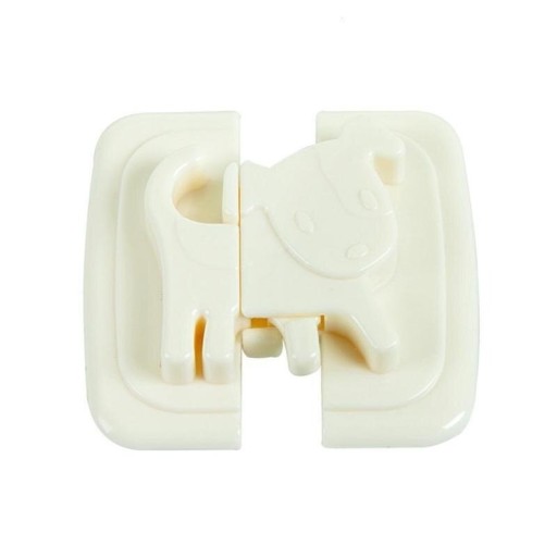 Sikkerhedslås til møbler og køleskab 2 stk Børnelås til skabslåger i form af en hund Materiale plast Mål 6 x 6 cm