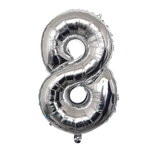 Silberner Geburtstagsballon mit einer Zahl von 40 cm