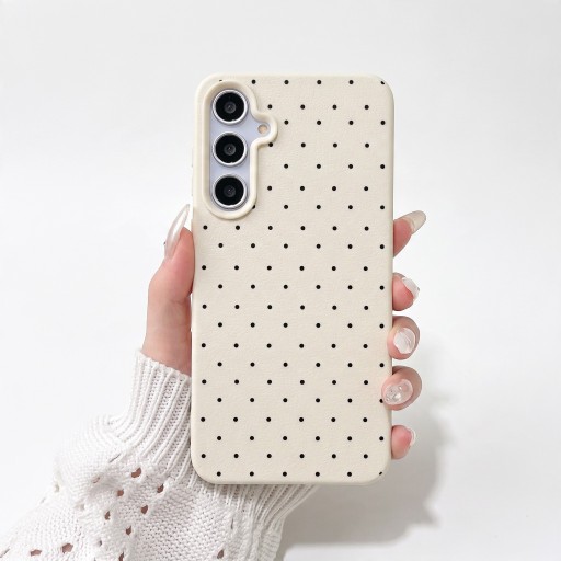 Silicone Cover for Samsung Galaxy S24 FE with Polka Dot Pattern Structured Surface Camera Protection Silicone Phone Case with Print