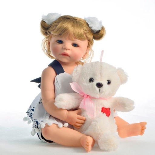 Silicone Doll with Pigtails 55 cm