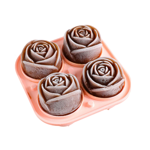 Silicone Ice Cube Tray 13.5×7 cm Pink Flower 4 Grids Baking Mould for Cookies Chocolate Christmas Decoration Kitchen Utensil