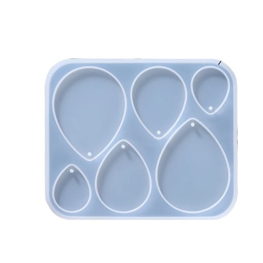 Silicone Mould 10.8 x 9.1 cm Drop-Shaped Pendants Resin Mould with Eyelet Holes Jewellery Making Earrings Decorations