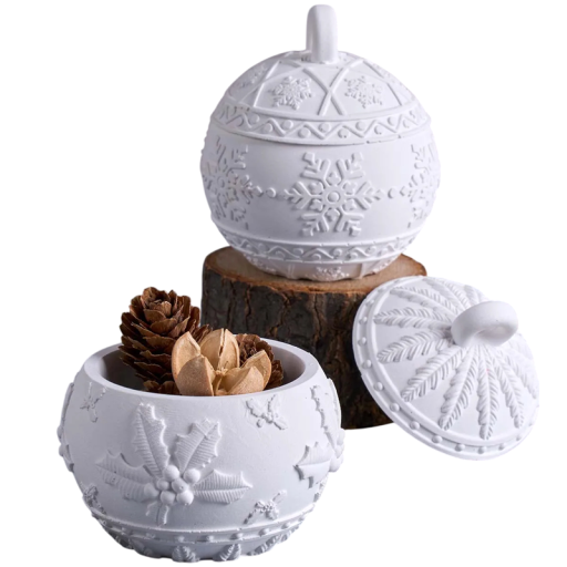 Silicone Mould 7.2 x 6.6 cm Christmas Bauble with Snowflake Pattern Mould for Casting Wax, Resin, Plaster and Decorations