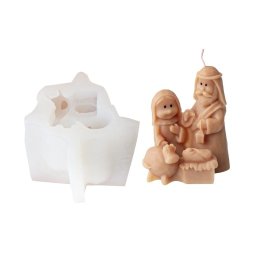 Silicone Mould 7.5 x 8.5 cm Holy Family Nativity Wax, Resin, Plaster, Soap and Christmas Candle Mould