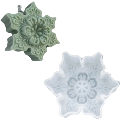 Silicone Mould 8.4 x 7.3 cm Detailed Snowflake Mould for Casting Wax, Resin, Plaster, Soap and Christmas Decorations
