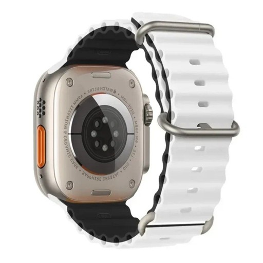 Siliconen bandje 38 mm 40 mm 41 mm voor Apple Watch Waterdicht bandje met titanium gesp Verstelbare lus en meerstanden sluiting