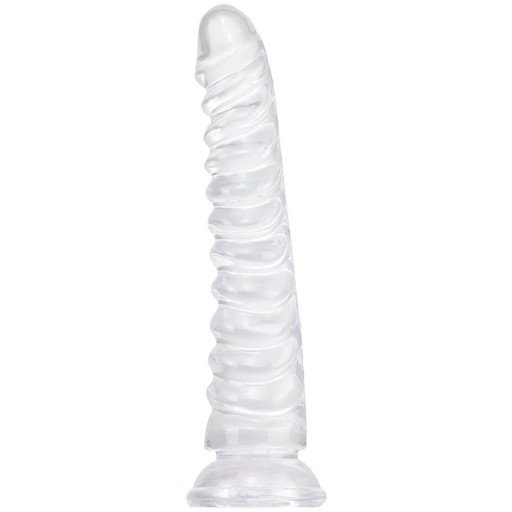 Siliconen dildo met ribbels van 22 x 4 cm met zuignap voor handsfree gebruik, discrete verpakking voor uw comfort en privacy.