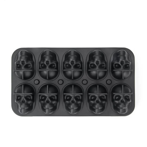 Siliconen ijsvorm 3D schedel 10 stuks flexibele vriezervorm horror schedel hoofd cocktail decoratie ijsblokjes halloween