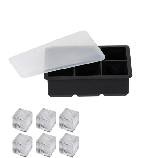 Siliconen ijsvorm 6-vaks met deksel, rooster, 16,5x5x11,5 cm – Bescherming tegen vuil en comfortabel gebruik
