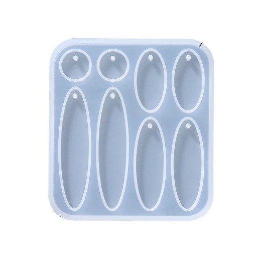 Siliconen mal 7 x 7,8 cm Ovale holtes voor het gieten van hangers Mal voor hars met openingen voor oogje Creatie van oorbellen en sieraden