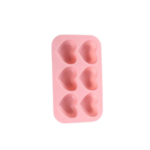 Silikon forma szappan és gyertya öntéshez Szív 6 rekesz 16,2 x 9,5 x 2 cm rózsaszín vagy zöld