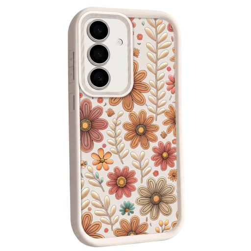 Silikon hátlap a Samsung Galaxy S25 Ultra számára virágmintával A kamera védelme Hátsó mobilhátlap Virágok és levelek