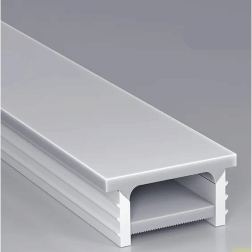 Silikon LED profil 15 x 10 mm med hvid kant 19 mm Længde 1 m Fleksibel Med diffusor Til LED bånd Indbygget i rille Uden bånd