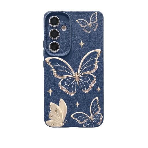 Silikon védőtok Samsung Galaxy A56-hoz pillangókkal Ellenálló Emelt kamera keret Finom szemcsés hát Fényes szárny kontúrok Minden napra
