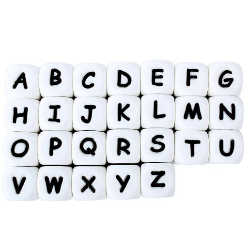 Silikone alfabetperler 10 stk.