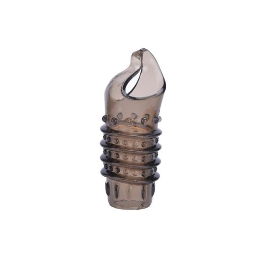 Silikone sort transparent penis sleeve 11x3,5cm med ringe og stimulerende kugler diskret emballage