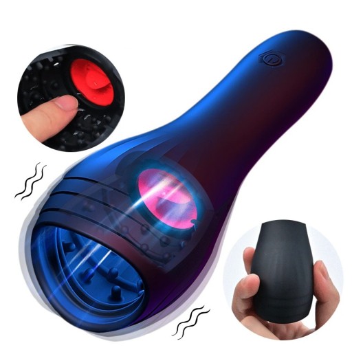 Silikone suge-masturbator med vibrerende funktion og tunge-imiterende oral teknik, diskret emballage