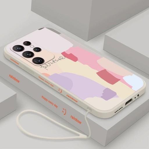 Silikonecover med abstraktionsmotiv til Samsung Galaxy S22 Ultra, hvid