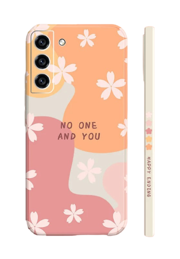 Silikonecover med orange abstraktion og blomstermotiv til Samsung Galaxy S23 Plus